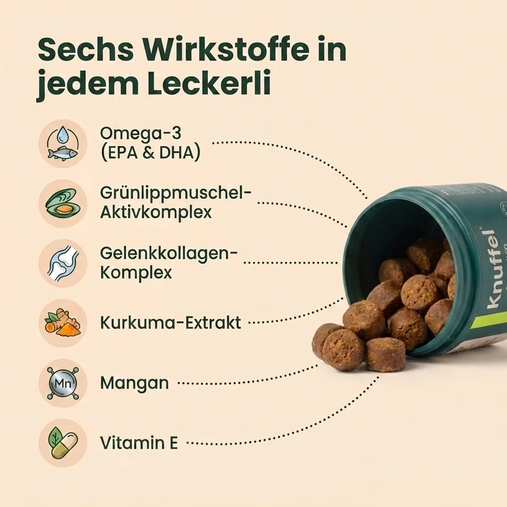 Sechs Wirkstoffe in jedem Leckerli